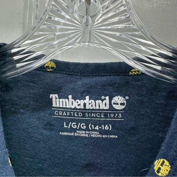 Timberland navy patterned t shirt youth boys large 14 16 - Picture 4 of 4